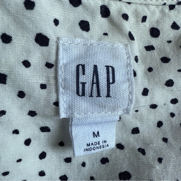 Gap Women’s Tiered Peplum Hem Sleeveless Top White Black Dots Button Keyhole M - Picture 5 of 7